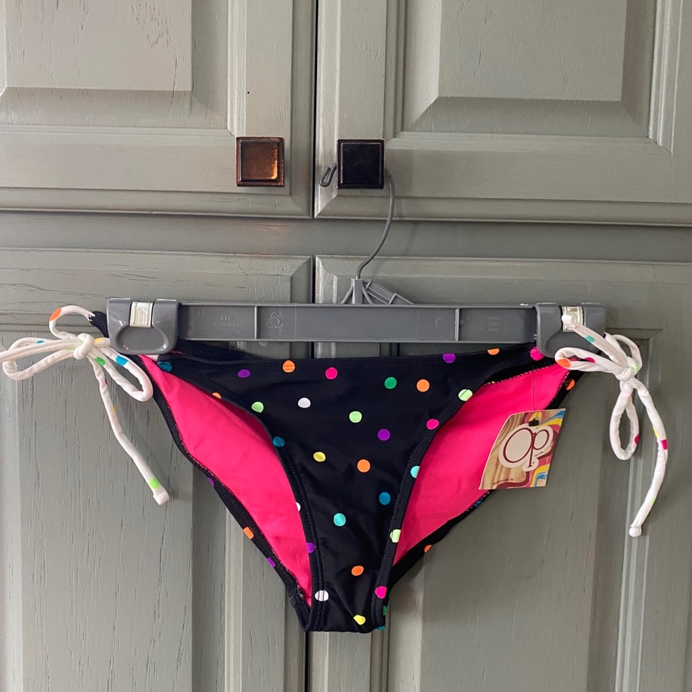 Op polka dot small black bikini bottom
